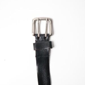 Genuine Leather Belt Mens 42/105 Silver Buckle Black Distressed Accessory Grunge